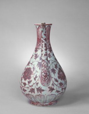 图片[2]-Underglaze red vase with peony pattern-China Archive